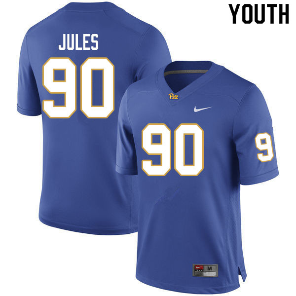 Youth #90 Deandre Jules Pitt Panthers College Football Jerseys Sale-Royal - Click Image to Close